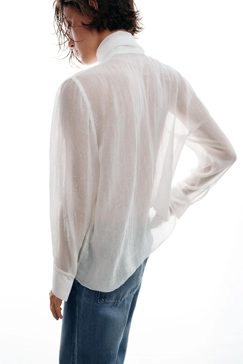 SEMI-SHEER FLOWER BLOUSE