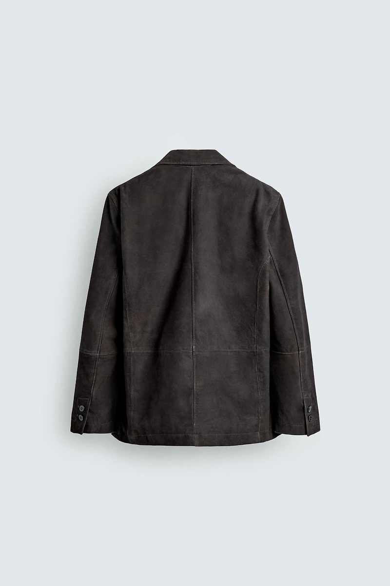 WASHED EFFECT SUEDE LEATHER BLAZER