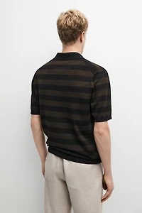 100% cotton striped knit polo shirt
