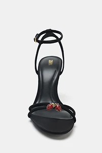 BEADED CROSSED STRAP SANDALS