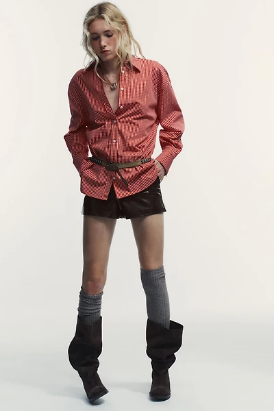 OVERSIZED PLAID POPLIN SHIRT