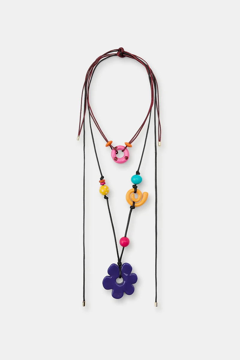 PACK OF 2 RESIN CORD NECKLACES