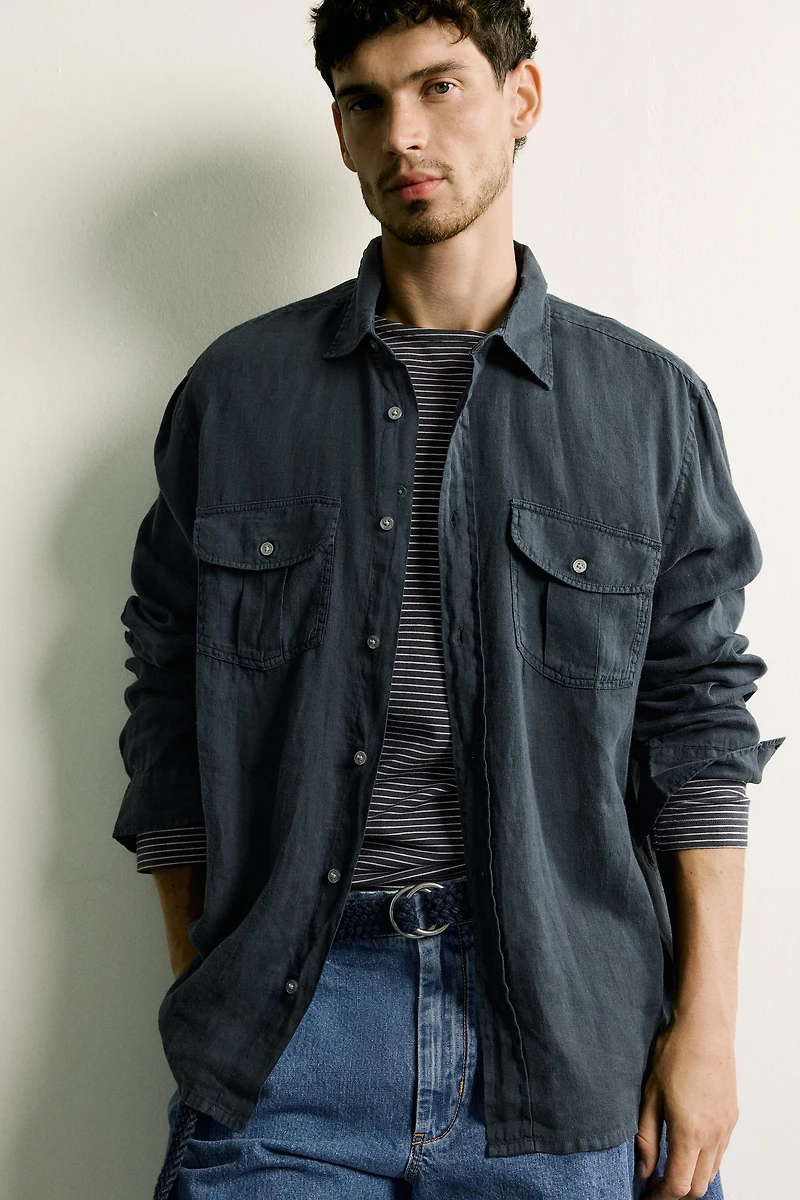 RELAXED FIT 100% LINEN SHIRT