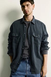 RELAXED FIT 100% LINEN SHIRT