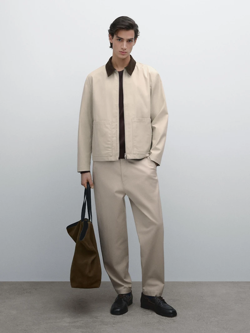 100% cotton jacket with collar detail