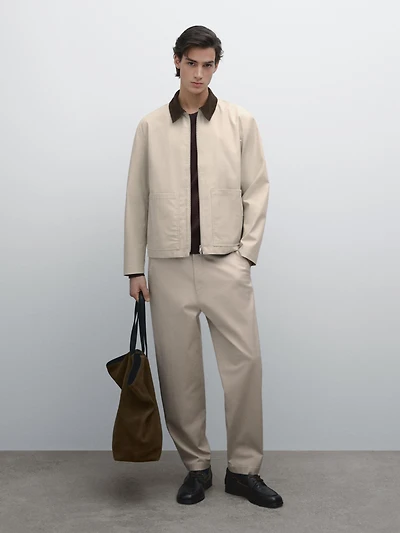 100% cotton jacket with collar detail