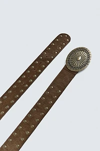 CEINTURE EN CUIR ET FOURRURE AVEC CLOUS
