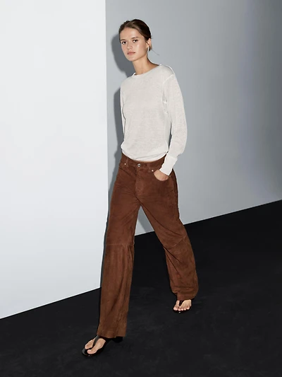 Suede leather trousers