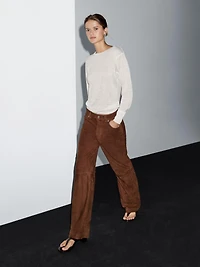 Suede leather trousers