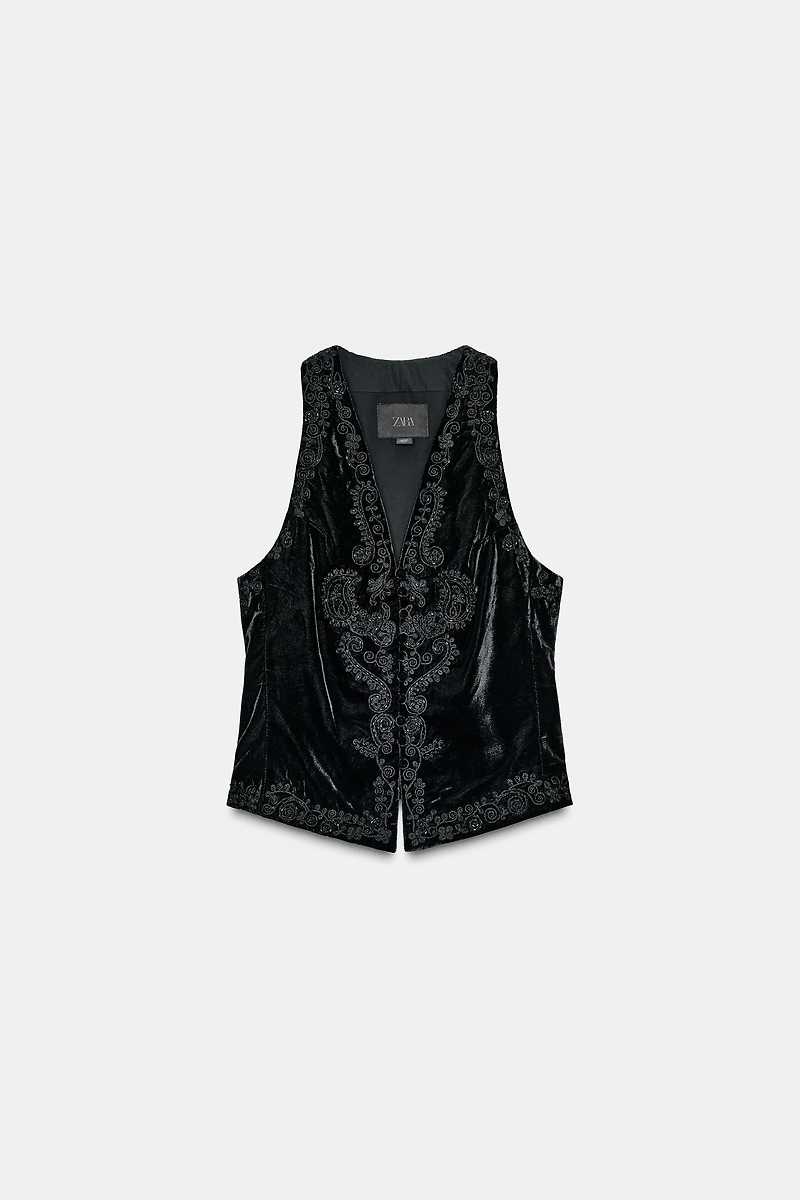 ZW COLLECTION LIMITED EDITION EMBROIDERED VELVET VEST