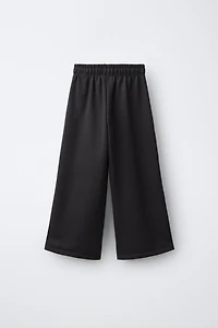 TEXT PRINT WIDE LEG PLUSH PANTS