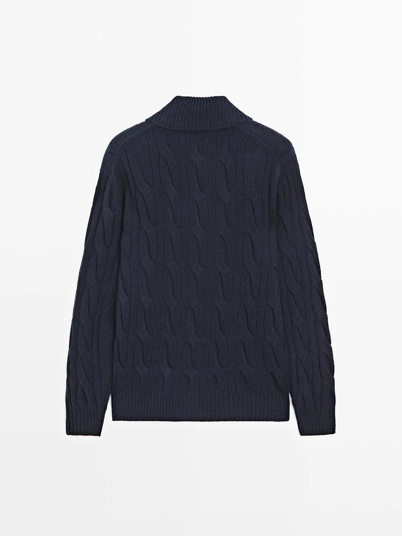 Pull polo en maille de laine tressée