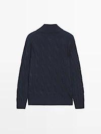 Pull polo en maille de laine tressée