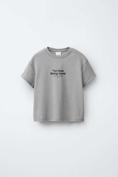 EQUESTRIAN T-SHIRT WITH EMBOSSED TEXT