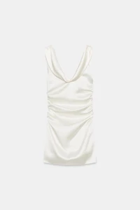 DRAPED SATIN MINI DRESS
