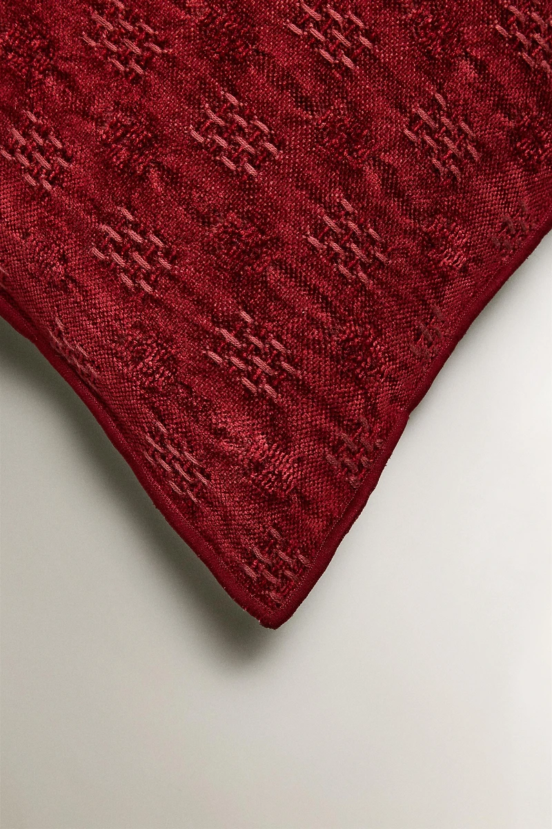 HOUSSE DE COUSSIN VELOURS JACQUARD NOËL