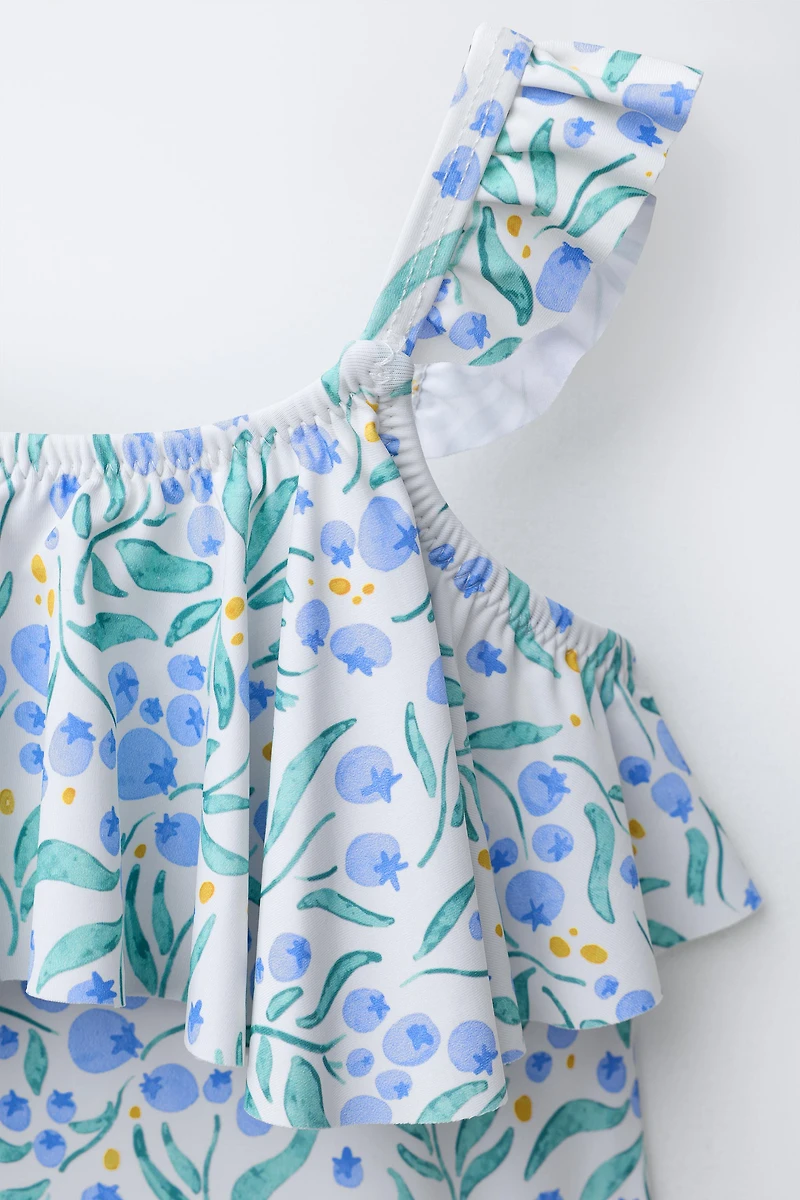 2-6 ANS/ MAILLOT DE BAIN FEUILLES ET VOLANTS