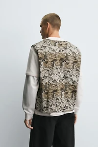 ABSTRACT PRINT QUILTED VEST