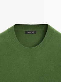 Wool blend crew neck knit sweater