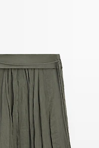 Ramie blend midi skirt with gathered detail
