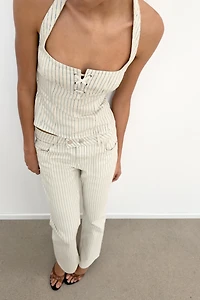 TRF LOW RISE STRIPED STRAIGHT JEANS
