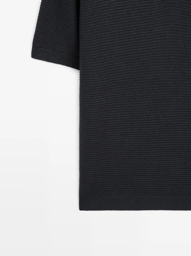 Polo à manches courtes en maille de lin et coton