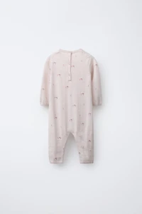 100% MERINO WOOL BIRD PRINT LONG JUMPSUIT