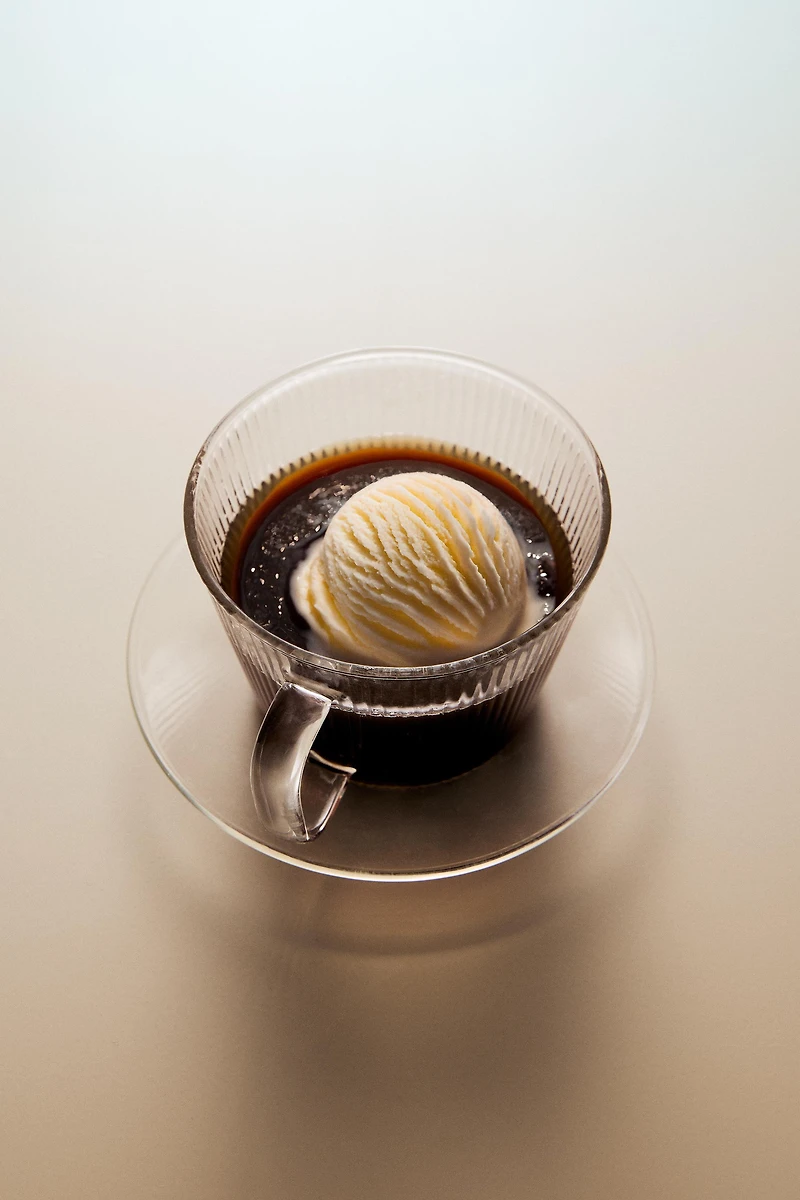 BOROSILICATE GLASS TEACUP AND SAUCER