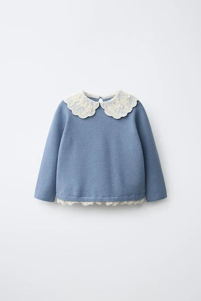 EMBROIDERED COLLAR KNIT JUMPER