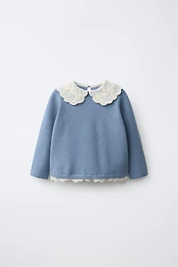 EMBROIDERED COLLAR KNIT JUMPER