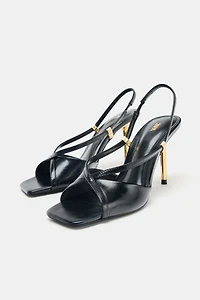 HEELED SANDALS WITH METALLIC DETAIL