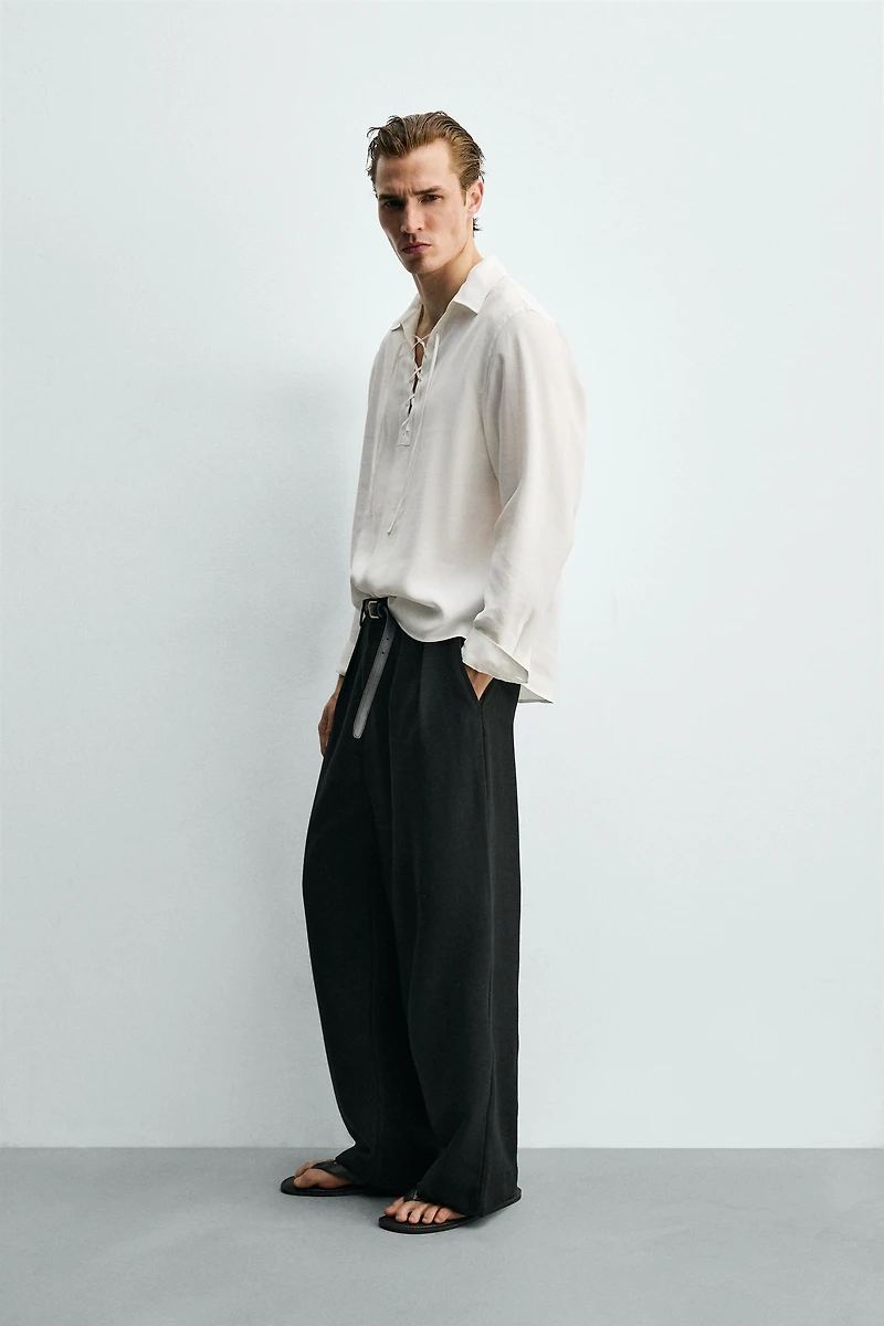 FLOWY DRAWSTRING POLO SHIRT