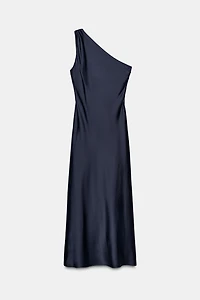 ASYMMETRIC SATIN MIDI DRESS