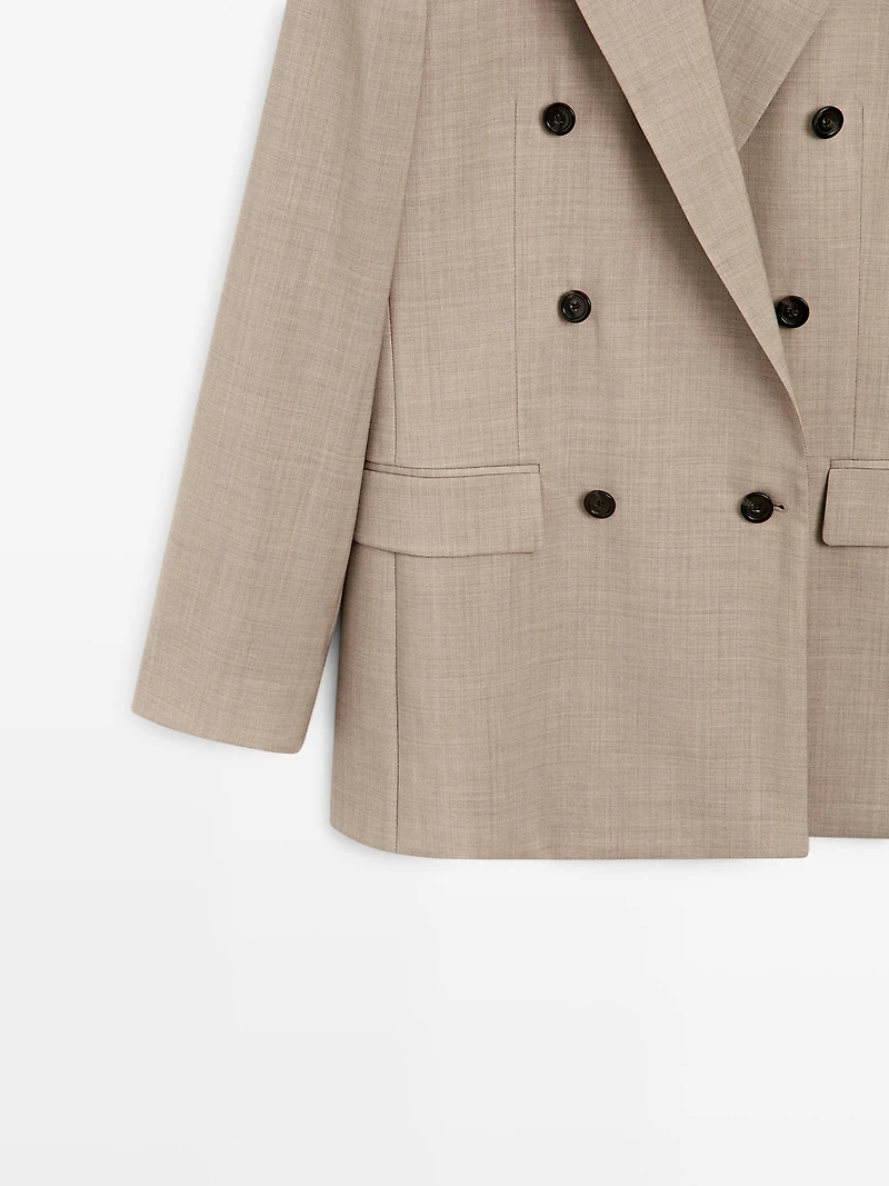 100% wool double-breasted blazer