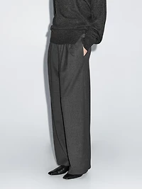 Wool blend trousers with elasticated waistband
