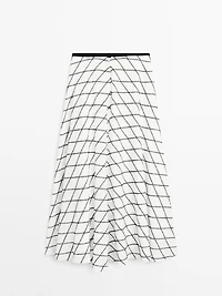 Flared check midi skirt