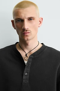 WAFFLE KNIT HENLEY SHIRT