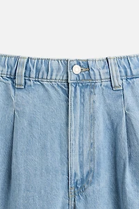 PLEATED WIDE FIT DENIM CHINO PANTS