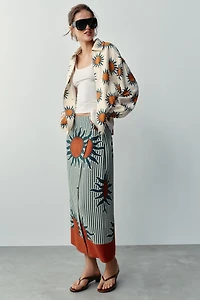 PRINTED MIDI SARONG SKIRT