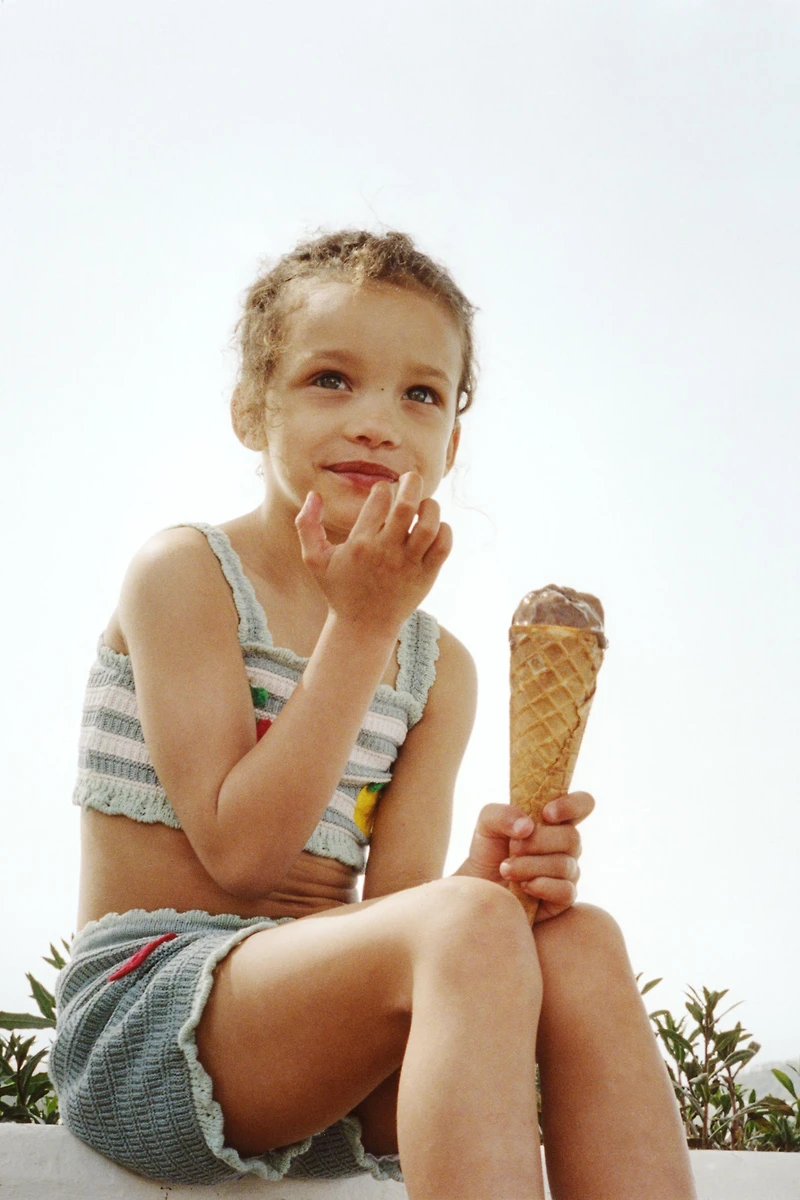 1-6 YEARS/ FRUIT CROCHET KNIT TOP AND SHORTS SET