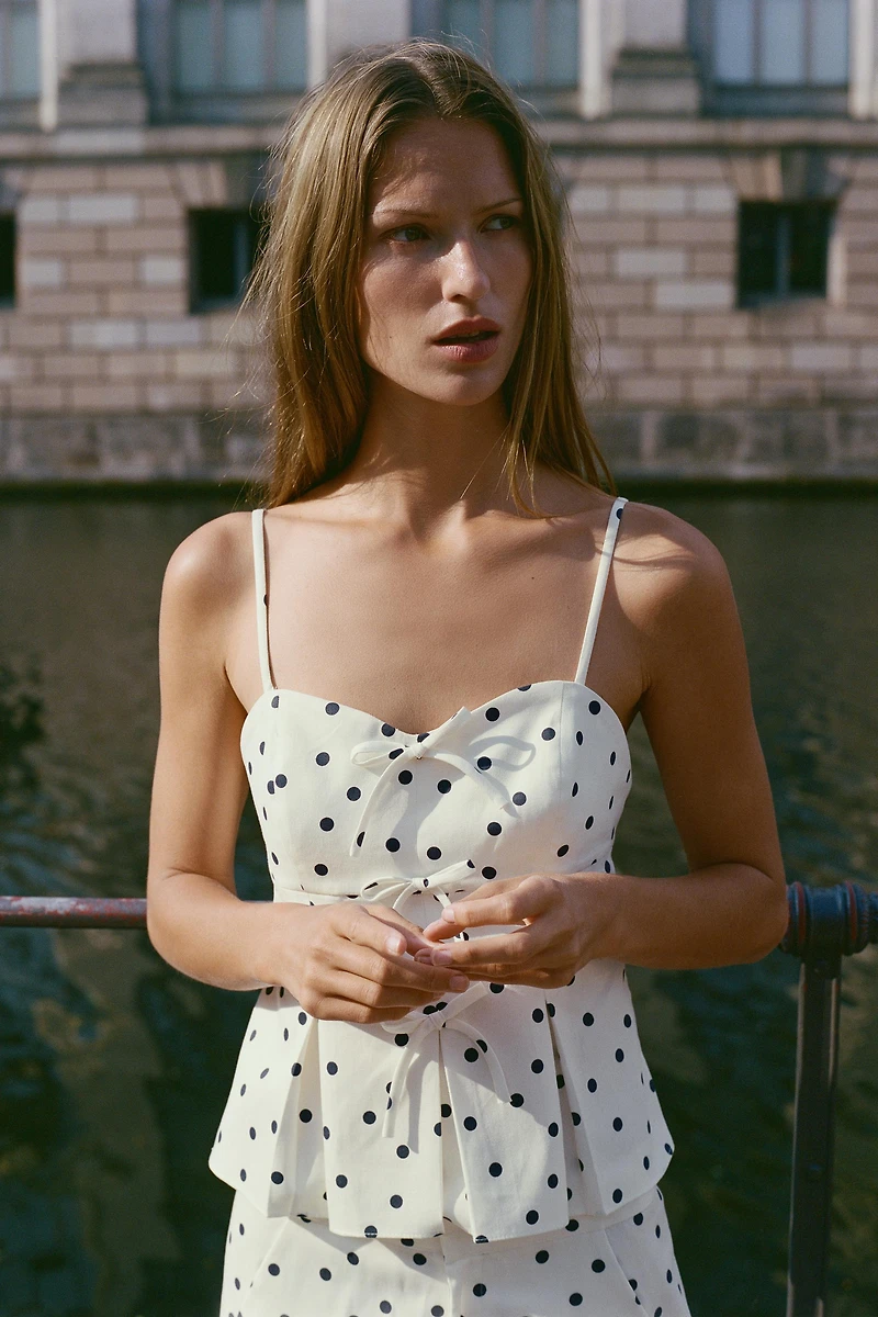POLKA DOT PEPLUM TOP