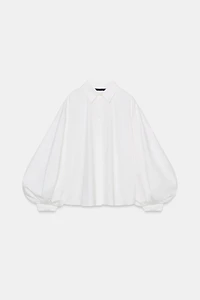 PUFF SLEEVE POPLIN SHIRT