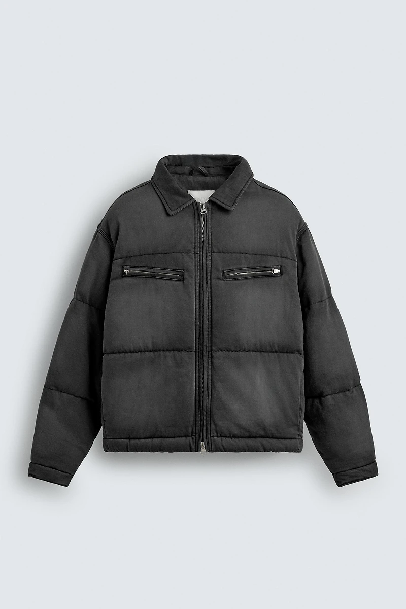 WASHED DENIM QUILTED JACKET