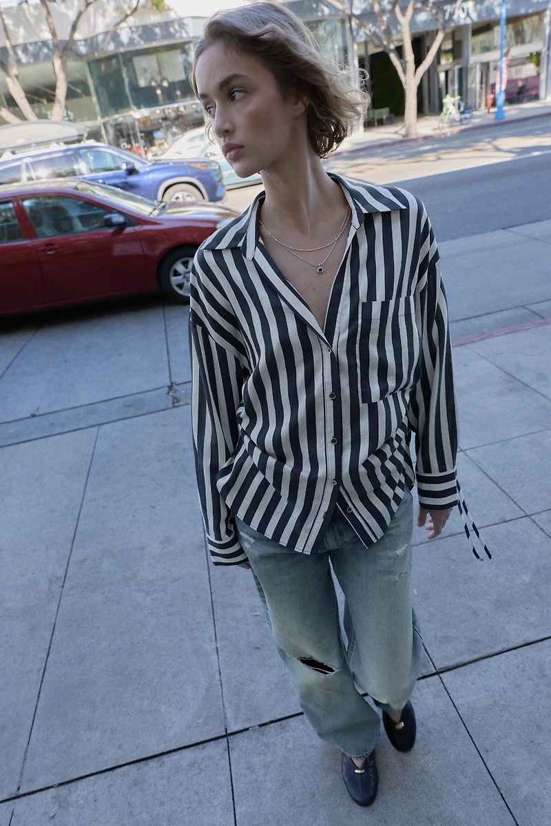 STRIPED SHIRT WITH SIDE LACES