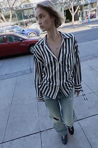 STRIPED SHIRT WITH SIDE LACES