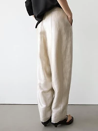 Flowing metallic linen trousers