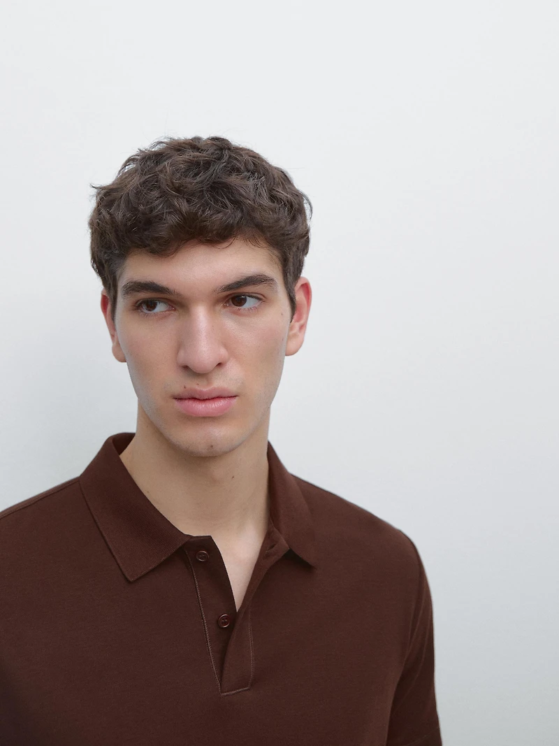 Cotton blend short sleeve polo shirt