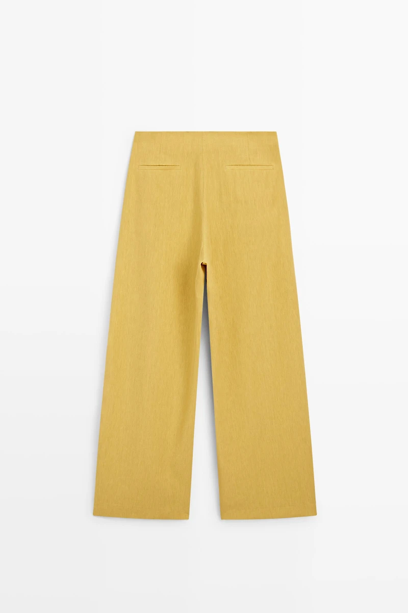 Pantalon large fluide en lin mélangé