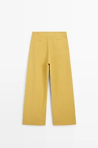 Pantalon large fluide en lin mélangé