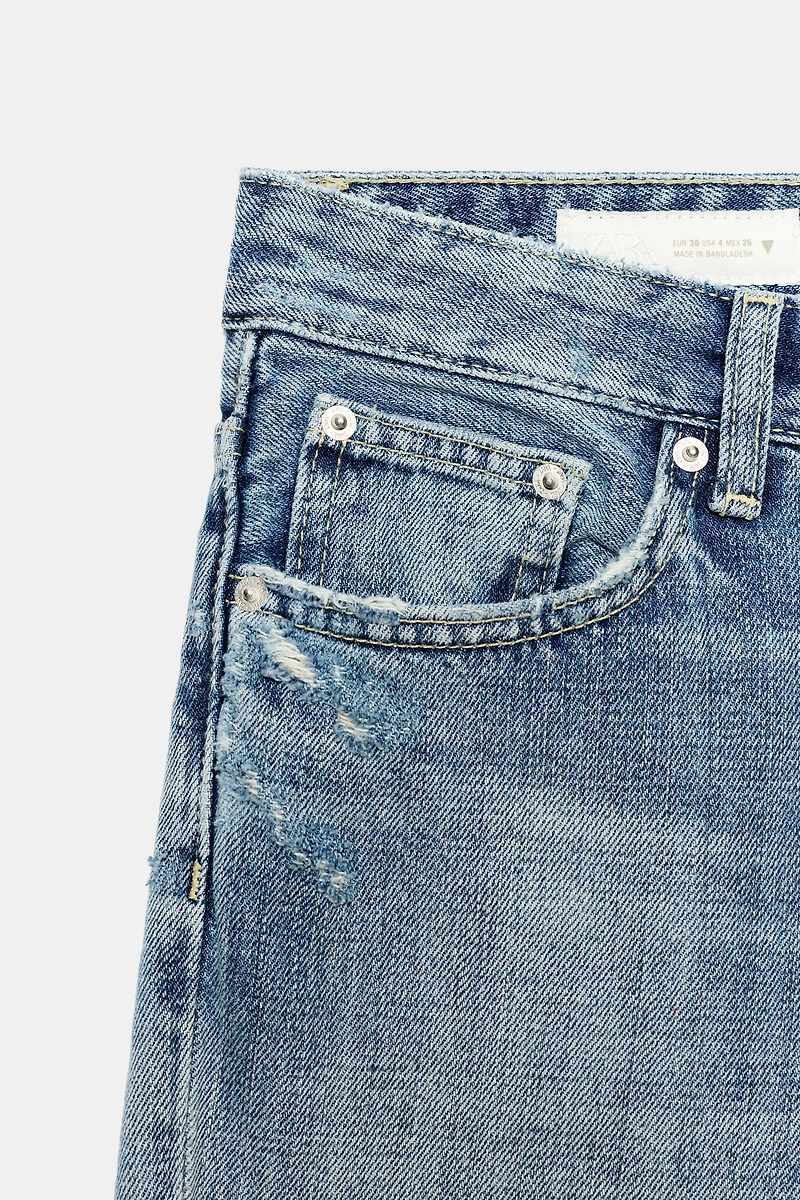 TRF MID-RISE DISTRESSED FLARE JEANS